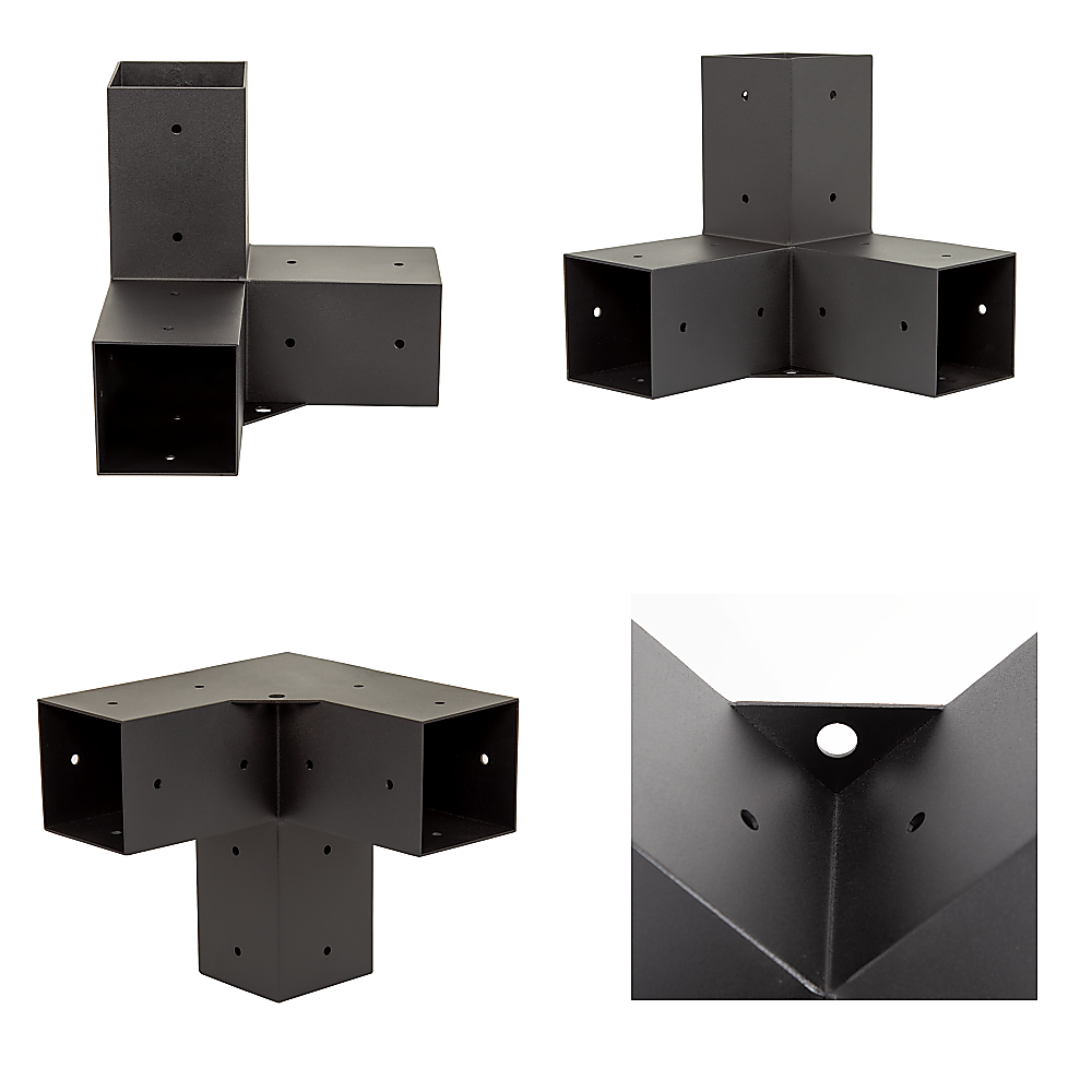 Matte Black Steel Pergola Brackets & Screens Kit, Set of 6