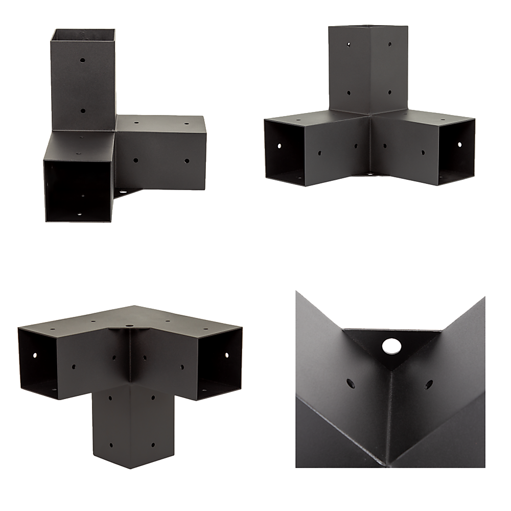 Matte Black Steel Pergola Brackets & Screens Kit, Set of 6