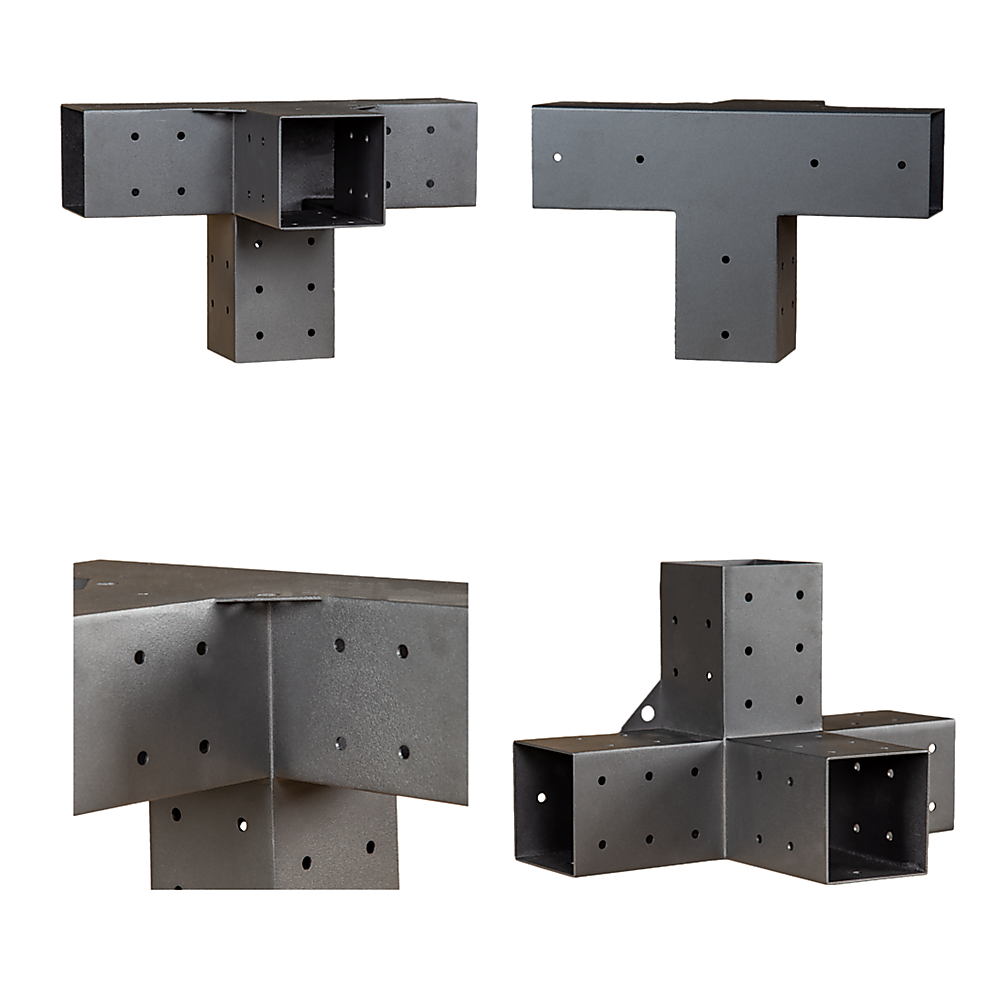 Matte Black Steel Pergola Brackets & Screens Kit, Set of 6