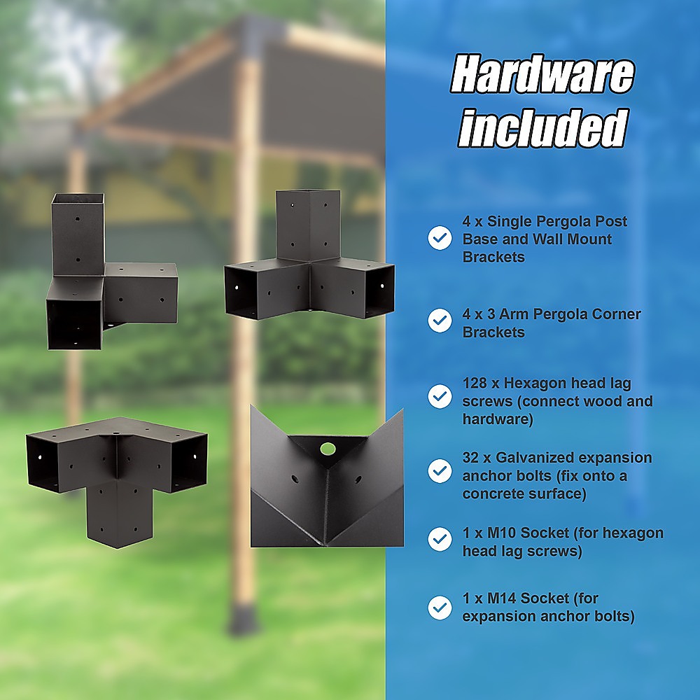 Durable Steel Pergola Brackets with Sunshade Screen Kit