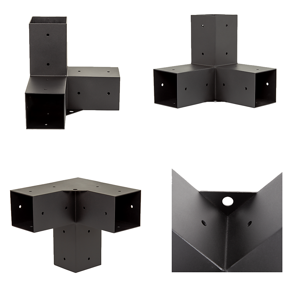 Durable Steel Pergola Brackets Set, Matte Black + Coffee Screen