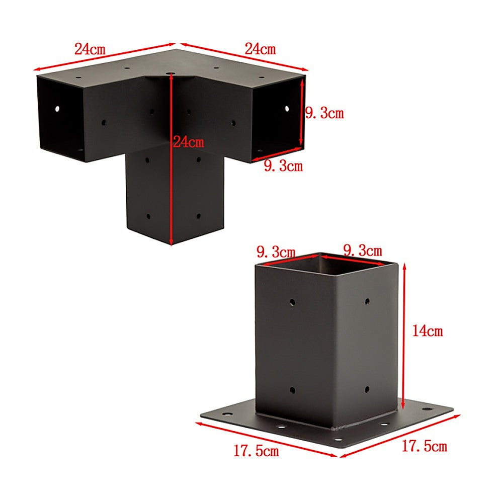 Durable Steel Pergola Brackets Set, Matte Black + Coffee Screen