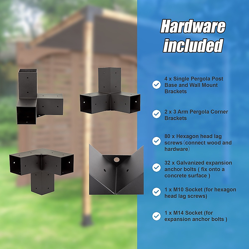 Durable Steel Pergola Brackets Kit with Sunshade Screen