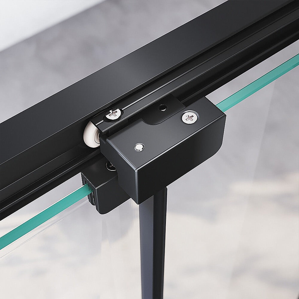 40mm Adjustable Contemporary Wall to Wall Black Sliding Shower Screen 116-120cm