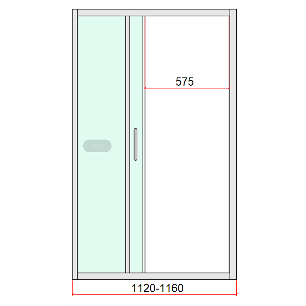 40mm Adjustable Contemporary Corner Sliding Chrome Shower Screen 116x80cm