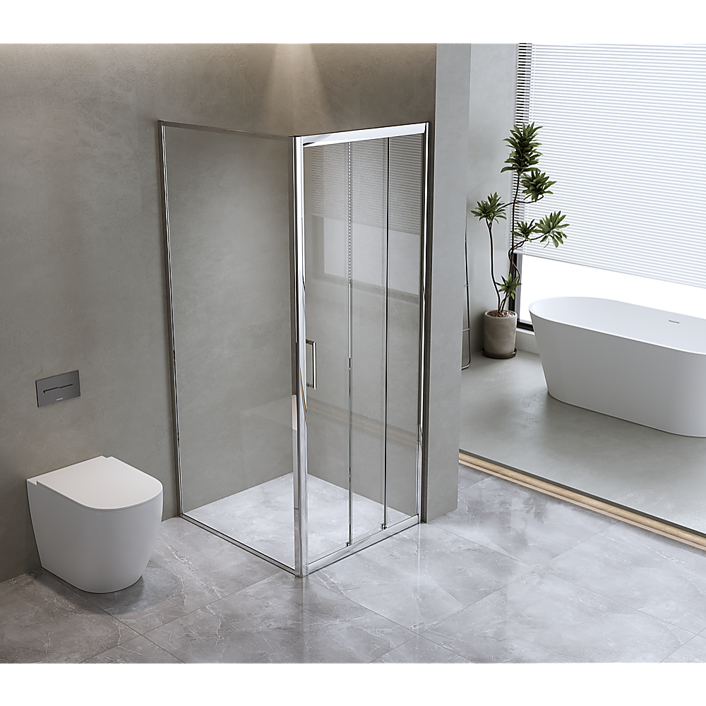 40mm Adjustable Contemporary Corner Sliding Chrome Shower Screen 86x92cm