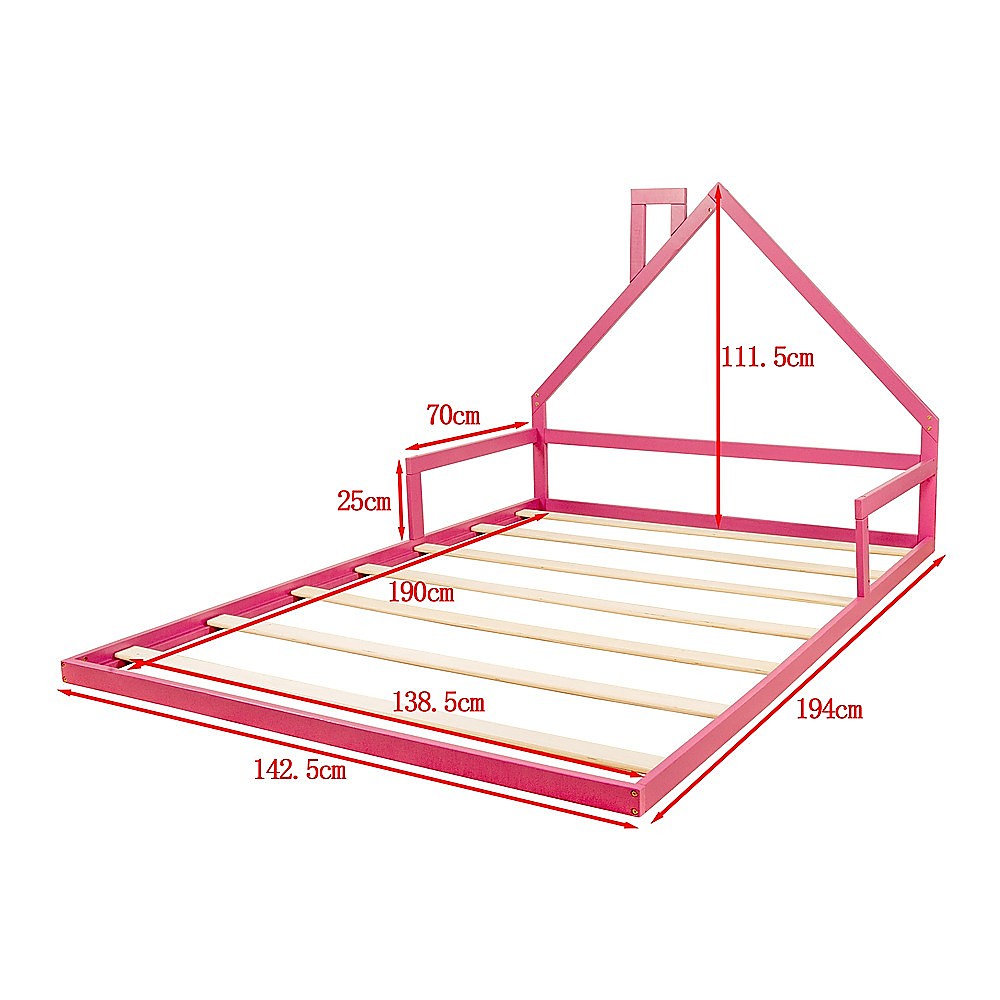 Pine Wood Double Floor Bed House Frame with Rounded Corners