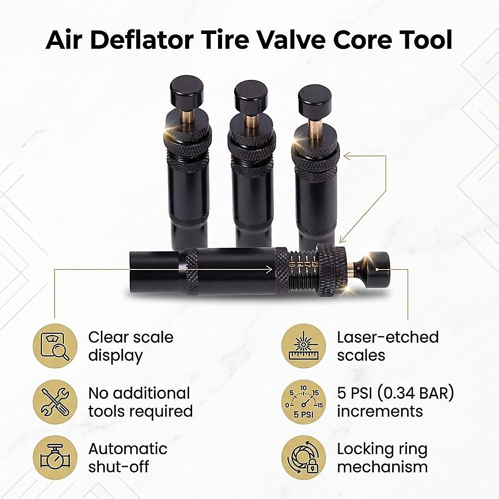 Tyre Deflators x4 Air Deflator Tire Valve Core Tool 10 30 PSI Portable 4WD
