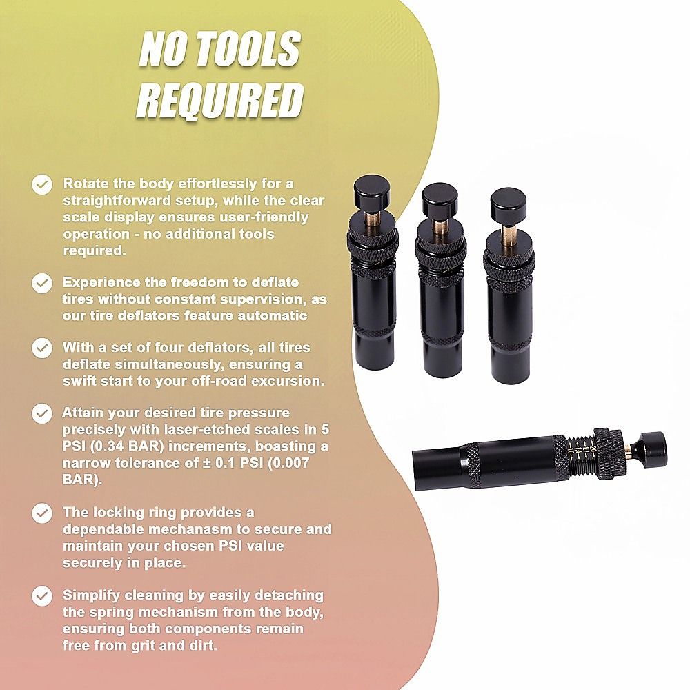 Tyre Deflators x4 Air Deflator Tire Valve Core Tool 10 30 PSI Portable 4WD