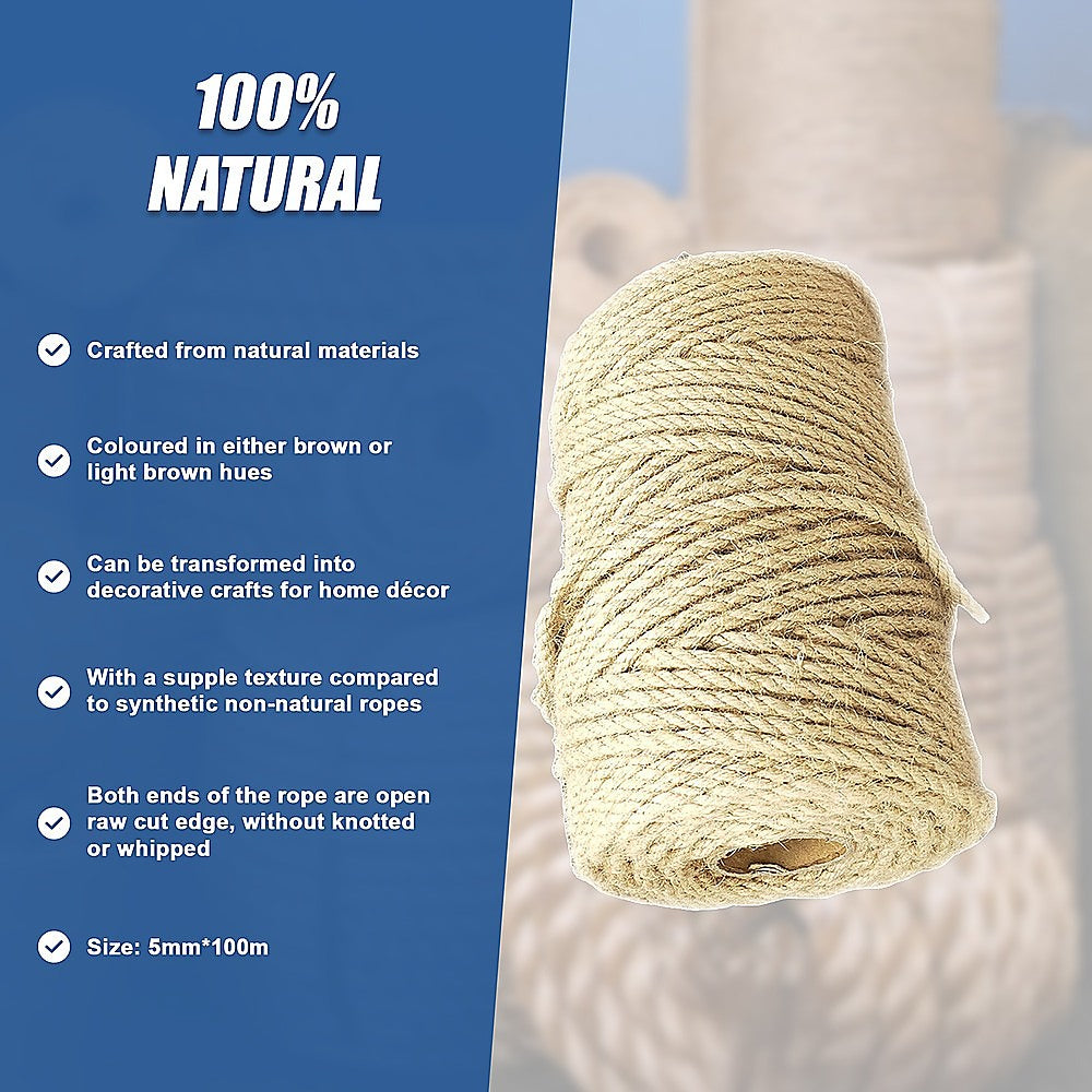 Native Rope Smsall Sisal Rope Natural Jute Hemp Manila Twine Cord 5mm*100m