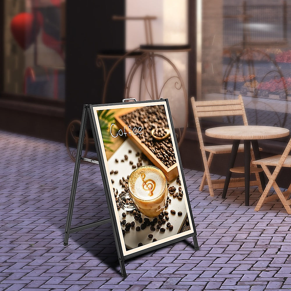 Durable Steel A-Frame Sidewalk Sign with Dual Posters