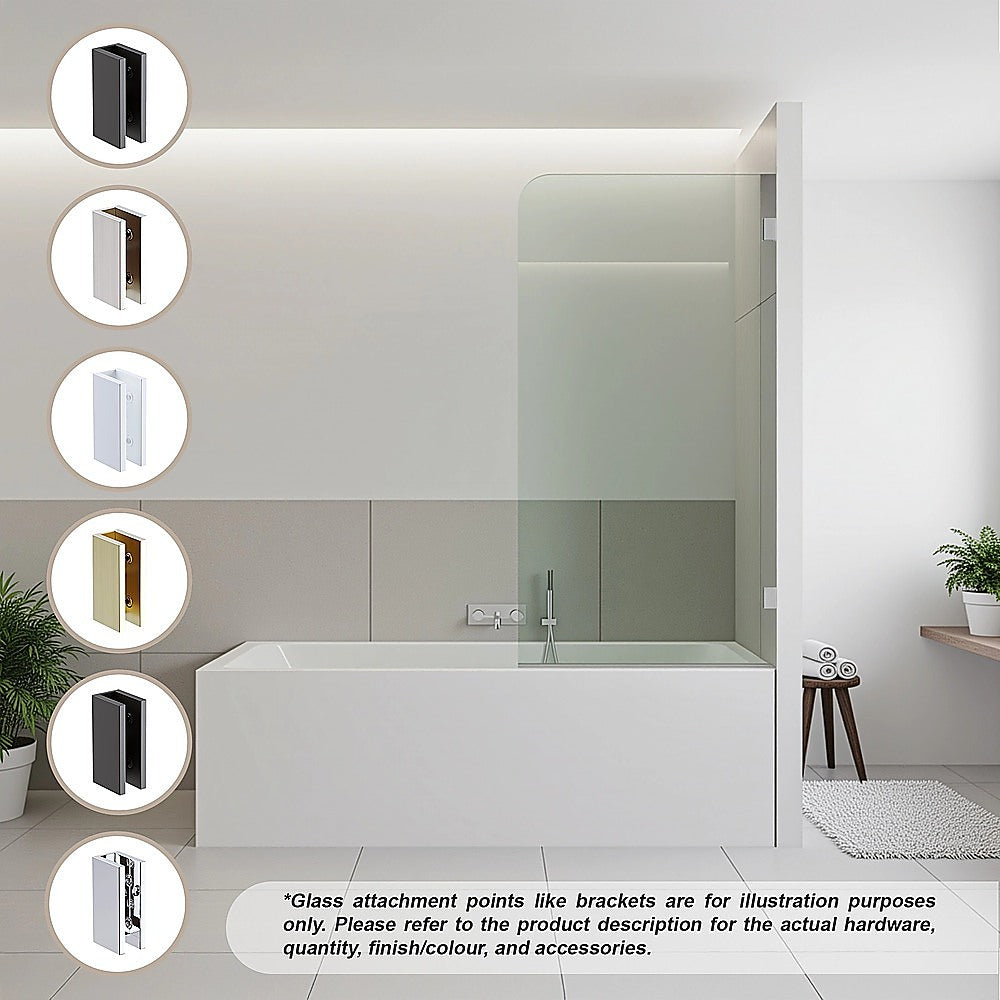 70cm Frameless Glass Bath Screen with U-Brackets - Chrome