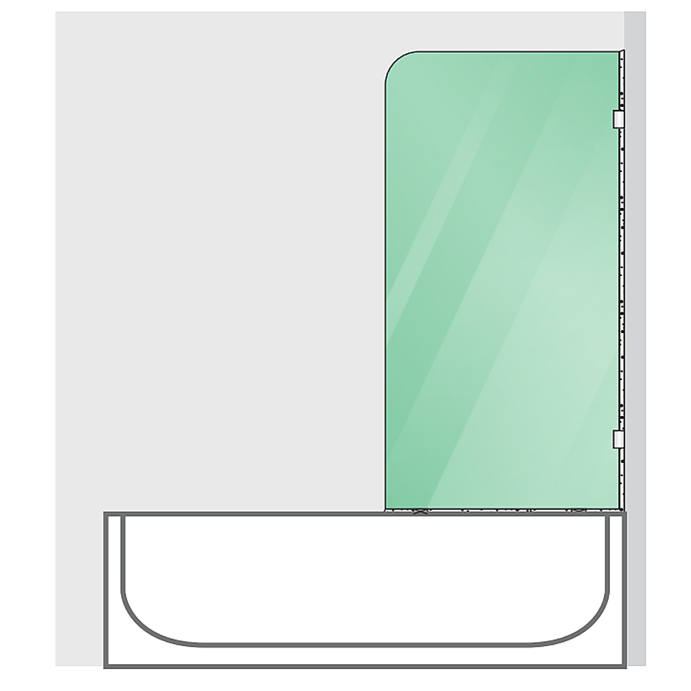 70cm Frameless Glass Bath Screen with Wall F-Bracket - Nickel