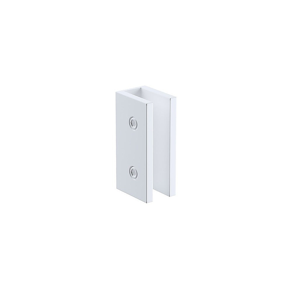 90cm Frameless Glass Bath Screen – Brass U-Brackets in White for Stylish Bathroom Upgrade