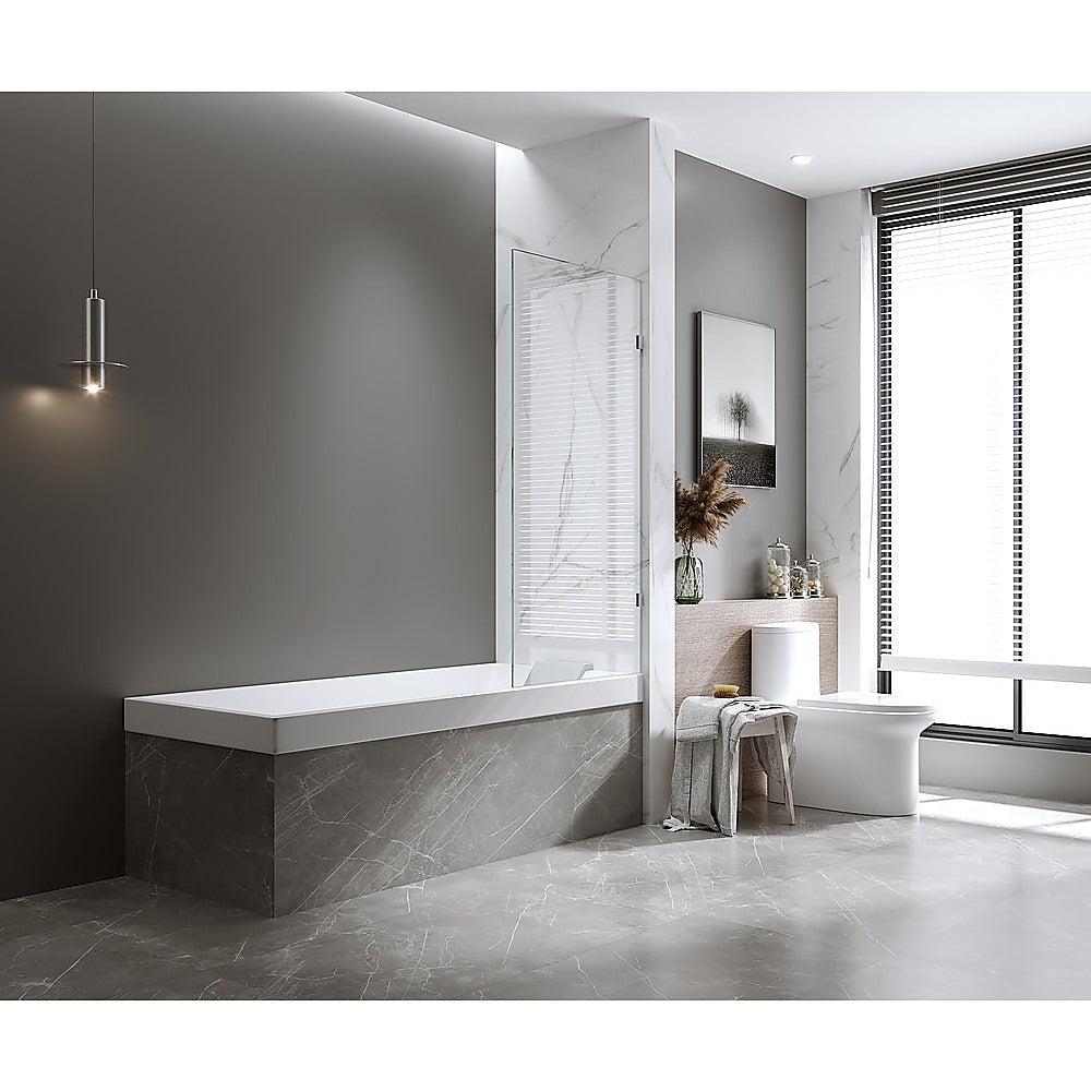 70cm Frameless Swing Bath Panel with Brushed Nickel Hardware