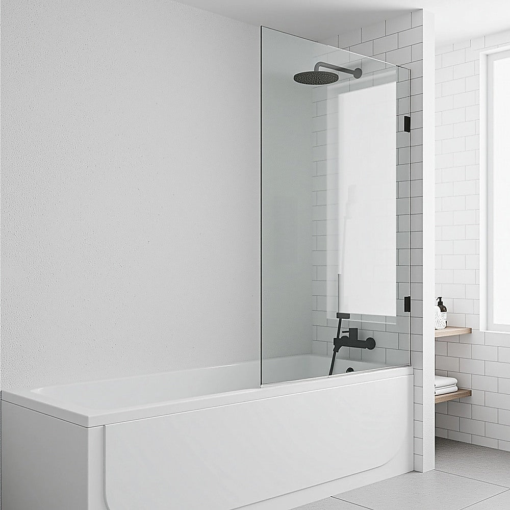 90cm Frameless Swing Bath Screen – Brushed Gold Hardware with Stainless steel hinge for Modern Bathrooms