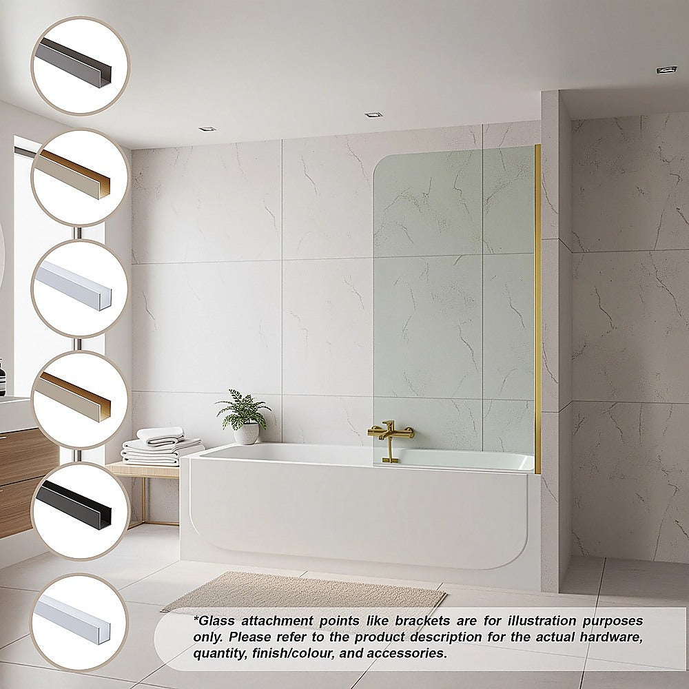 70cm Frameless Glass Bath Screen – Modern Wall Channel in Chrome for Stylish Bathroom Upgrade