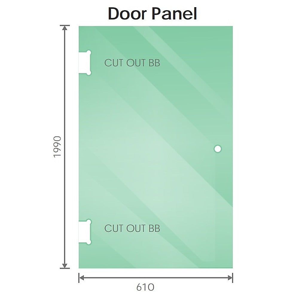 90cm Wall to Wall Frameless Shower Screen with Chrome Brackets and SS Hinges, Square Knob Handle