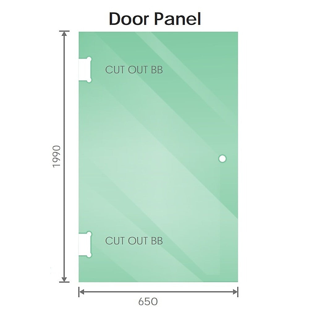 100cm Wall to Wall Frameless Shower Screen with Chrome Brackets and SS Hinges, Square Knob Handle