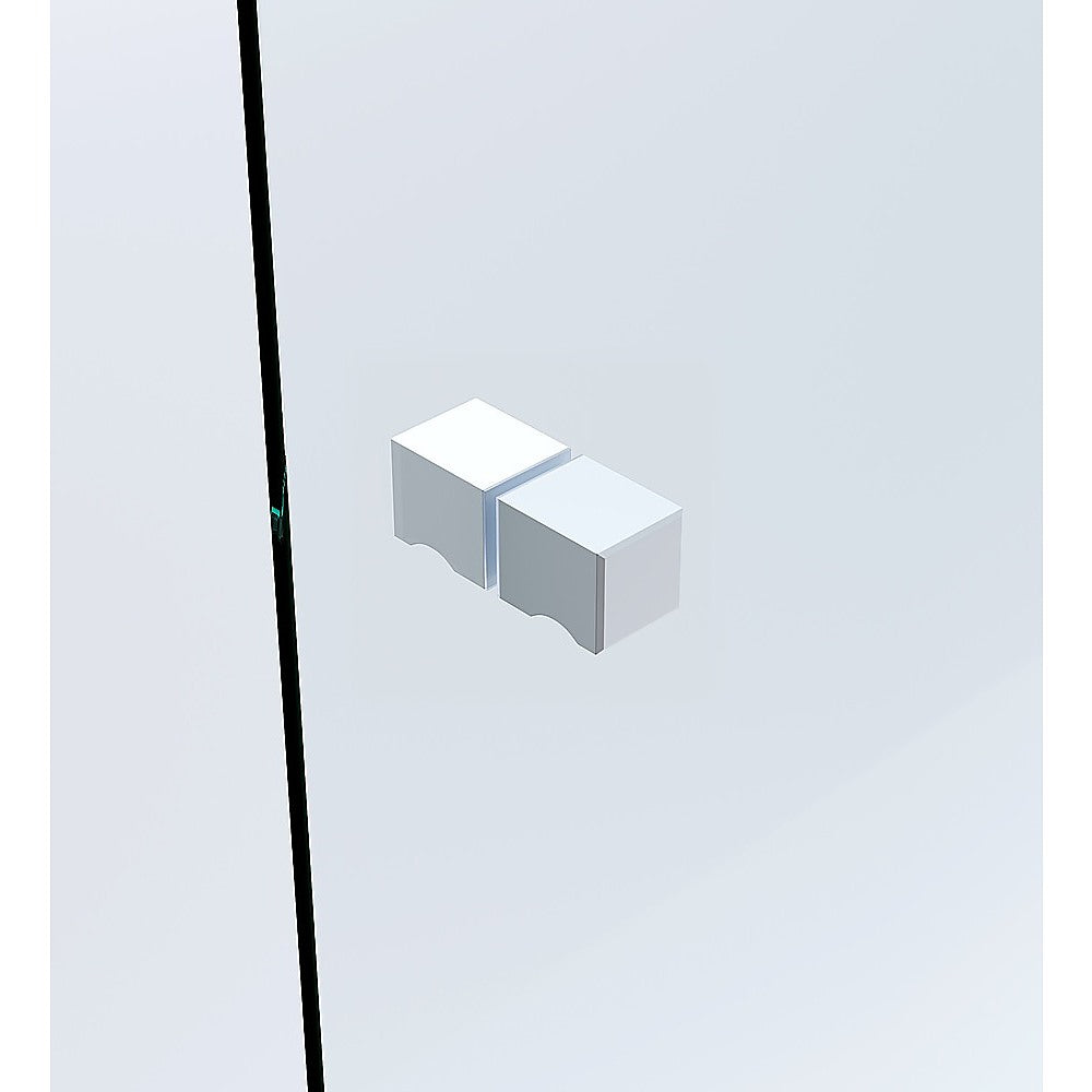 100cm Wall-to-Wall Frameless Shower Screen – White F-Brackets with SS Hinges & Square Knob Handle