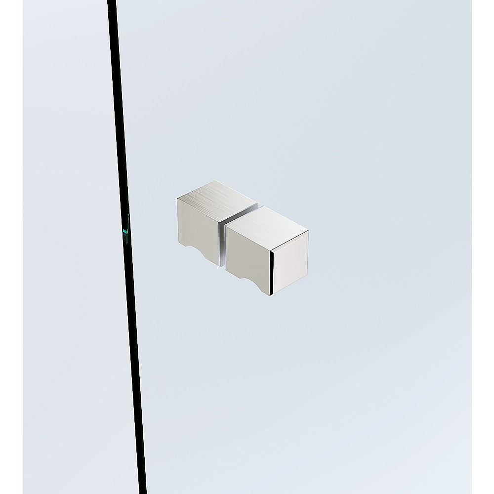 100cm Wall-to-Wall Frameless Shower Screen – Nickel F-Brackets with SS Hinges & Square Knob Handle