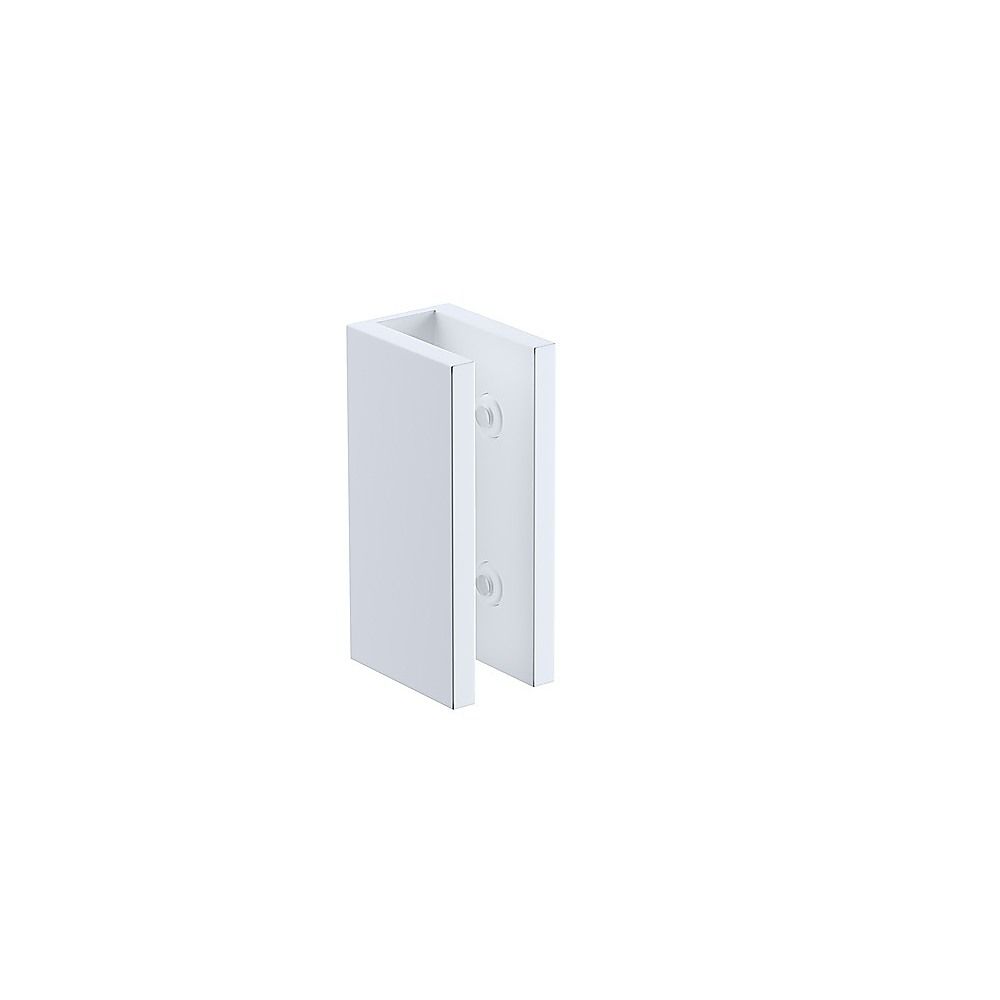 110cm Wall-to-Wall Frameless Shower Screen – White U-Brackets with SS Hinges & Square Knob Handle