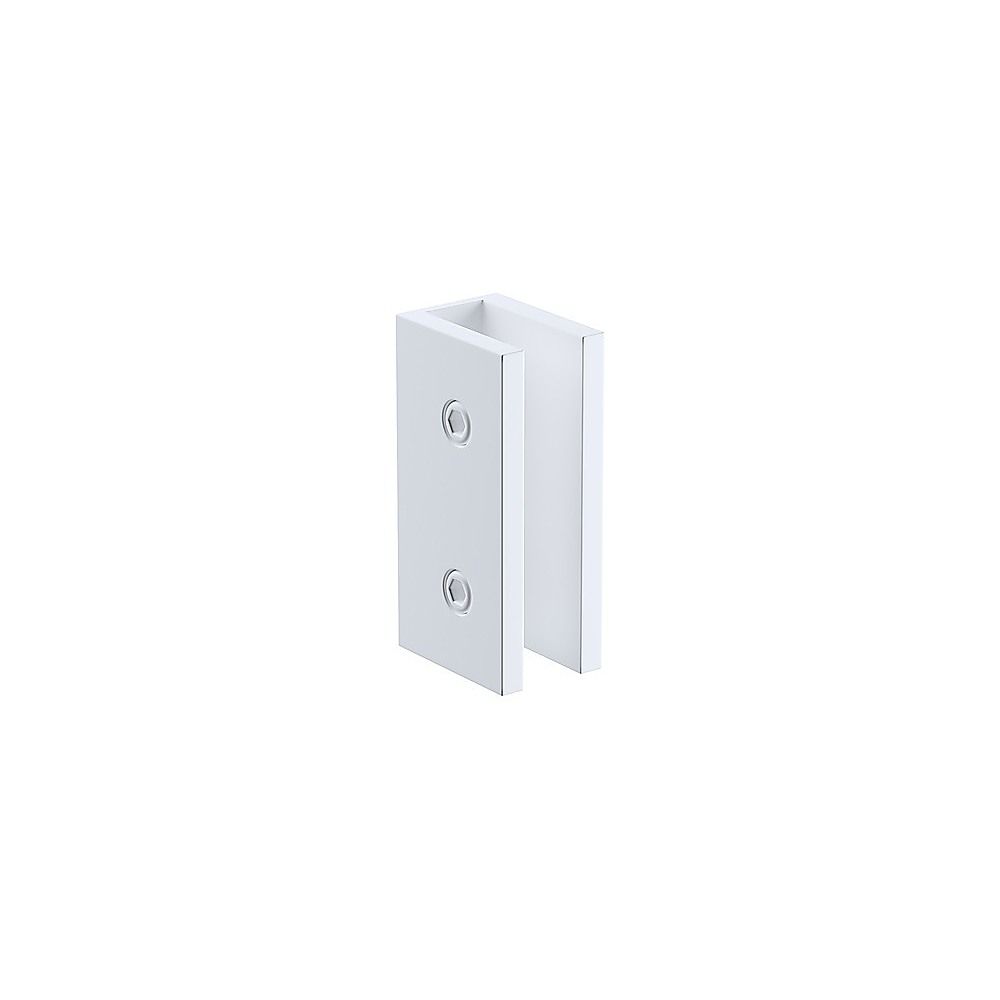 110cm Wall-to-Wall Frameless Shower Screen – White U-Brackets with SS Hinges & Square Knob Handle