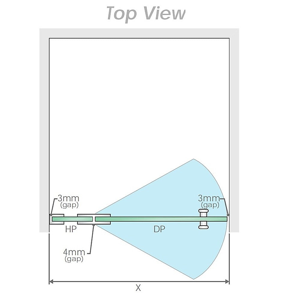 120cm Wall to Wall Frameless Shower Screen with White Brackets and SS Hinges, Square Knob Handle