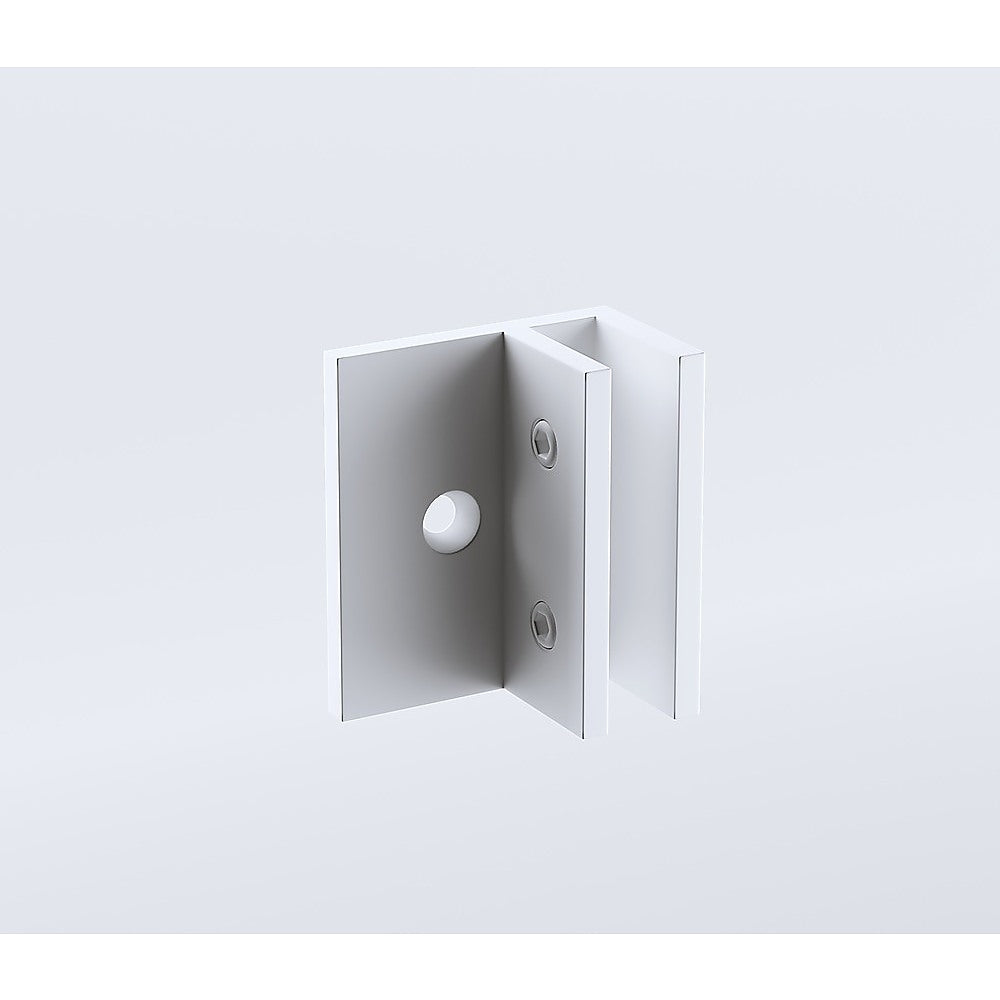 90cm Wall to Wall Frameless Shower Screen with White Brackets and SS Hinges, Round Knob Handle