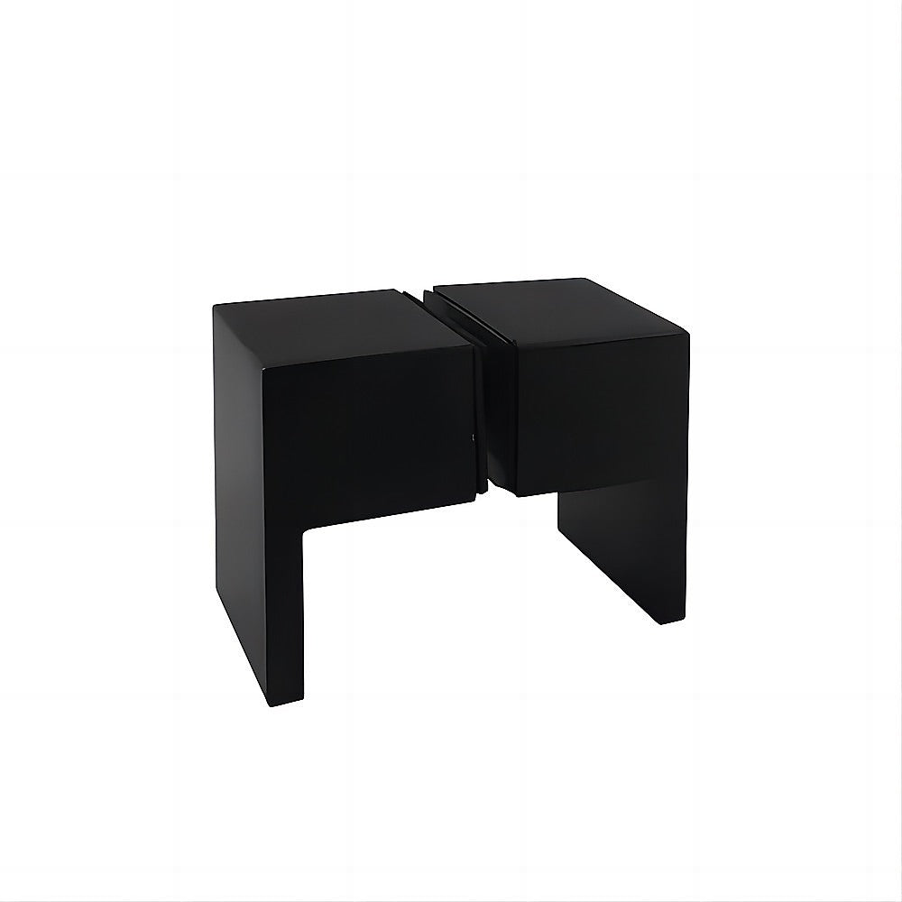 100cm Wall-to-Wall Frameless Shower Screen – Black F-Brackets and Floor F-Bracket with SS Hinges & Square Double Pull Handle