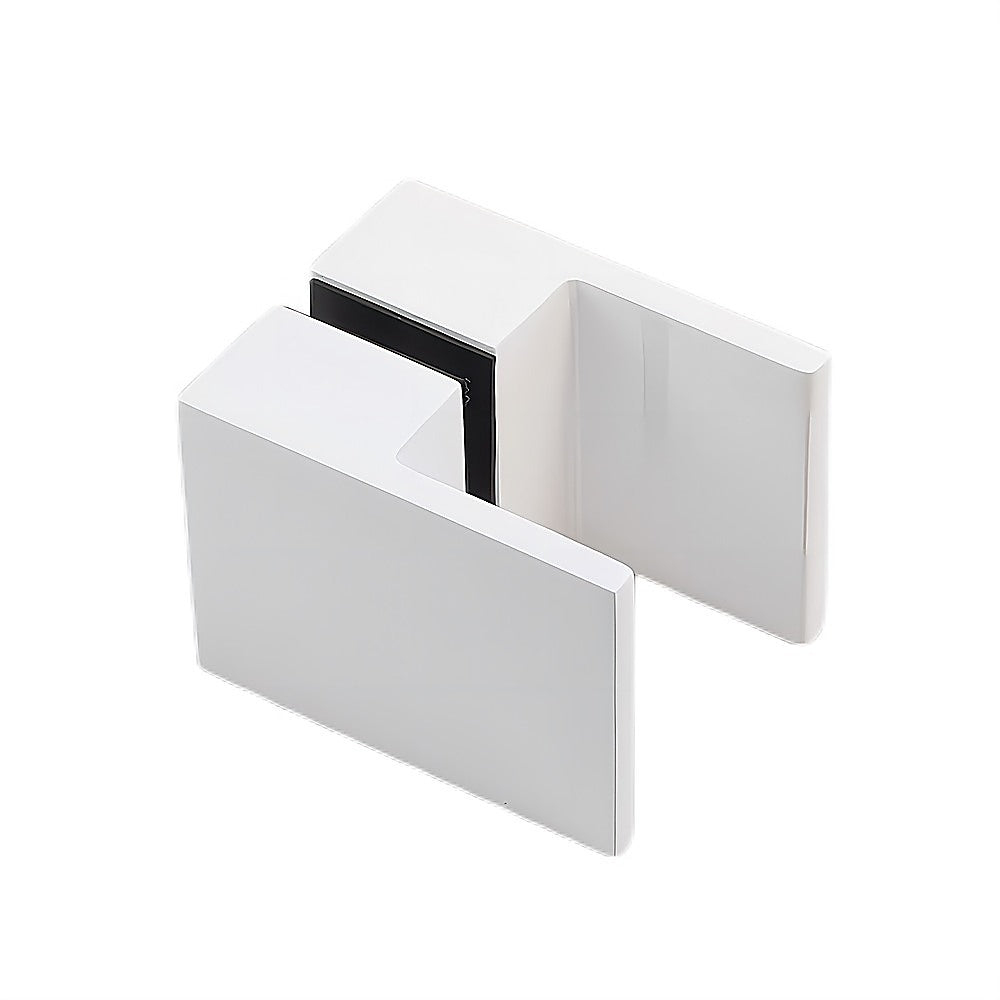 100cm Wall-to-Wall Frameless Shower Screen – White U-Brackets with SS Hinges & Square Double Pull Handle