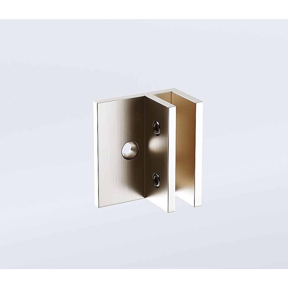 100cm Wall-to-Wall Frameless Shower Screen – Nickel F-Brackets with SS Hinges & Square Double Pull Handle