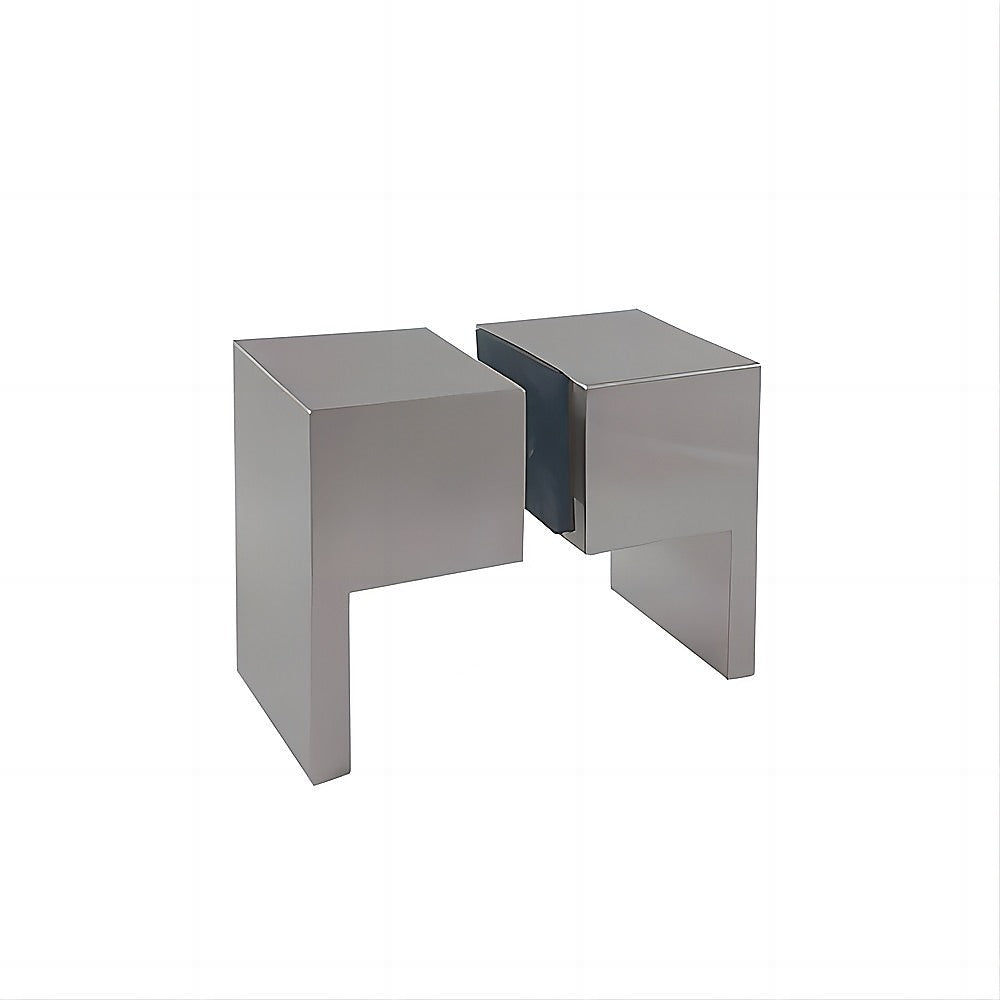100cm Wall-to-Wall Frameless Shower Screen – Nickel F-Brackets with SS Hinges & Square Double Pull Handle