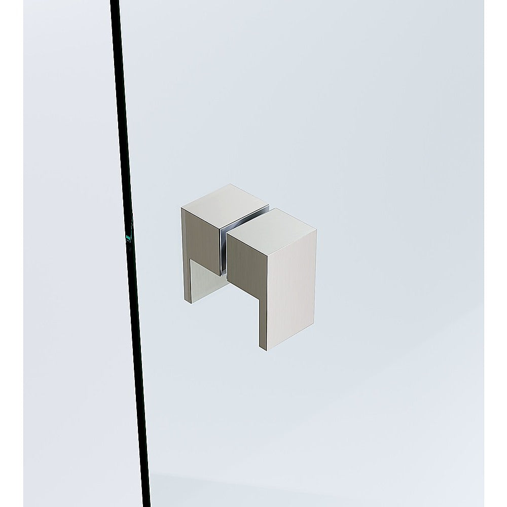 100cm Wall-to-Wall Frameless Shower Screen – Nickel F-Brackets with SS Hinges & Square Double Pull Handle