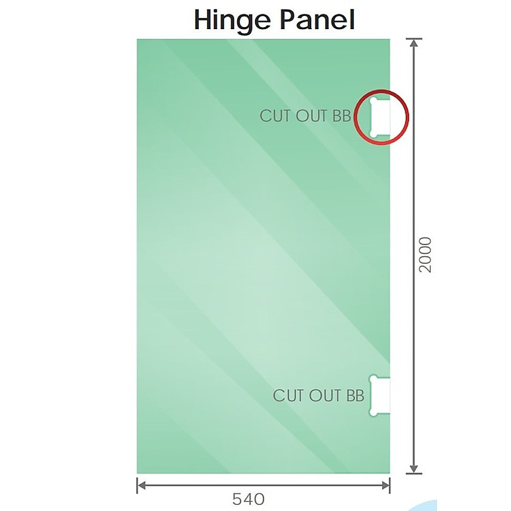 120cm Wall to Wall Frameless Shower Screen with Chrome Brackets and SS Hinges, Square Double Pull Handle