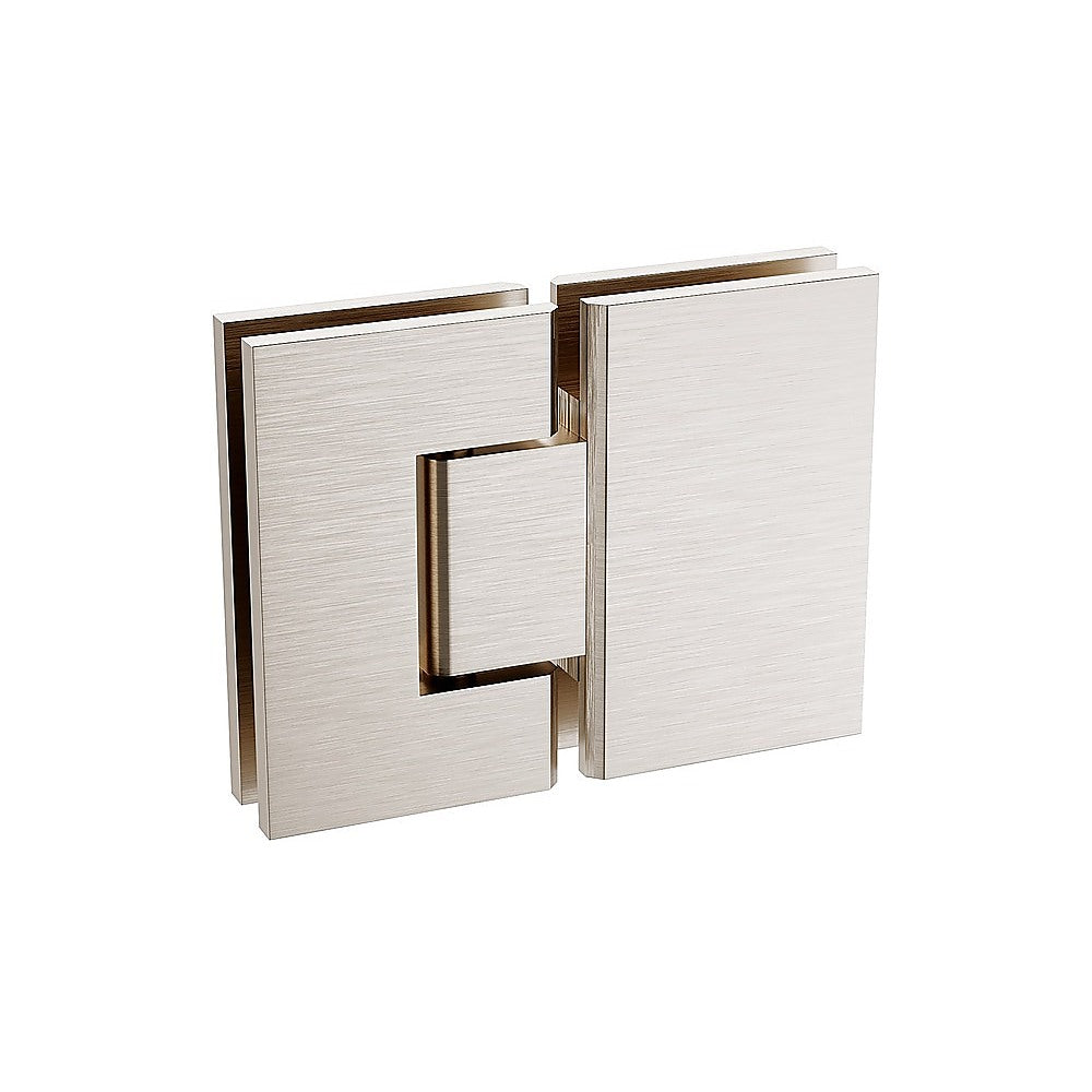 90cm Wall to Wall Frameless Shower Screen with Nickel Brackets and Brass Hinges, Square Knob Handle