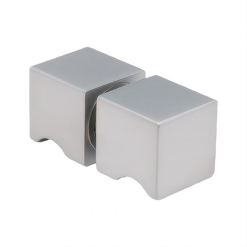 100cm Frameless Wall-to-Wall Shower Screen with Nickel F-Brackets and Floor F-Bracket, Brass Hinges & Square Knob Handle