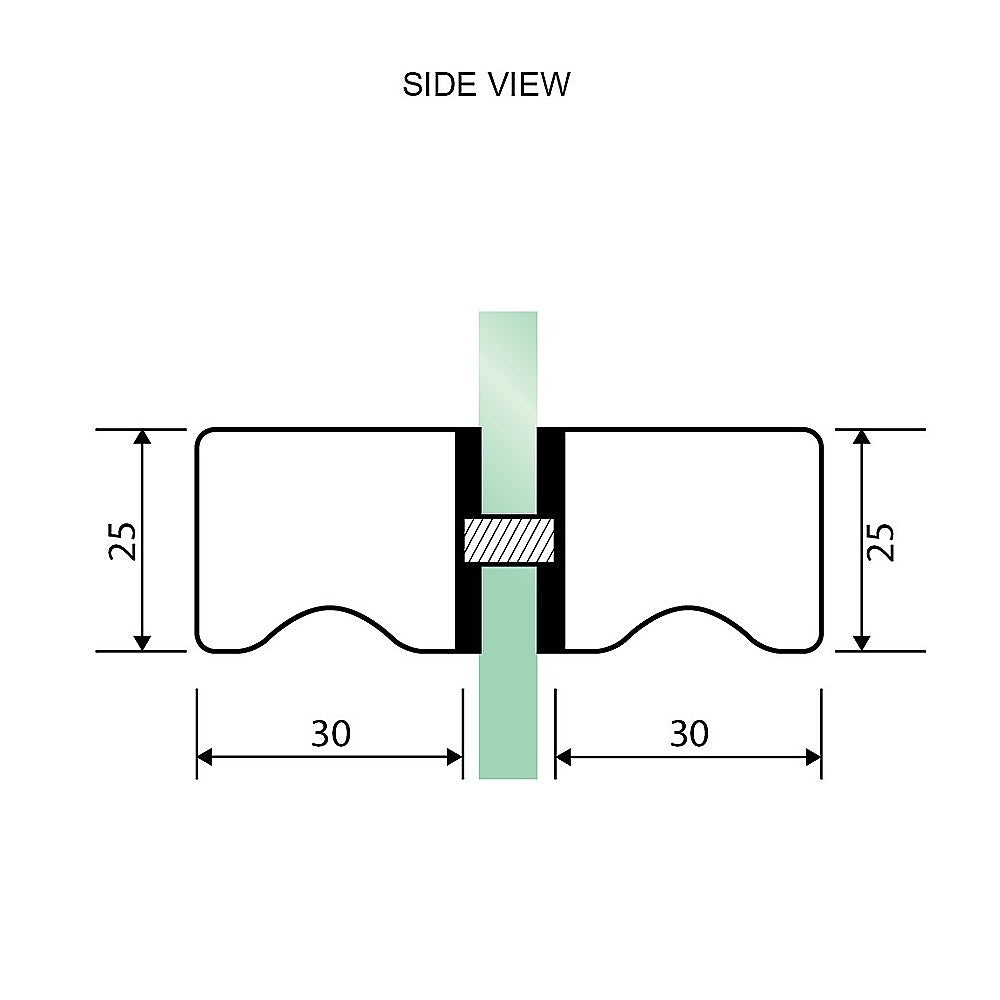 110cm Wall to Wall Frameless Shower Screen with Black Channel and SS Hinges , Square Knob Handle