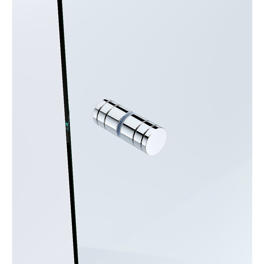 110cm Wall to Wall Frameless Shower Screen – Chrome Wall Channel and Floor Channel, SS Hinges & Round Knob Handle