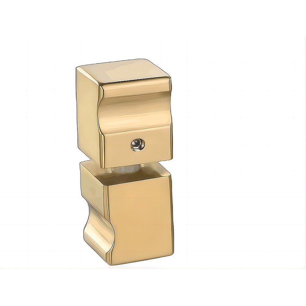110cm Wall to Wall Frameless Shower Screen with Gold Channel and Brass Hinges , Square Knob Handle