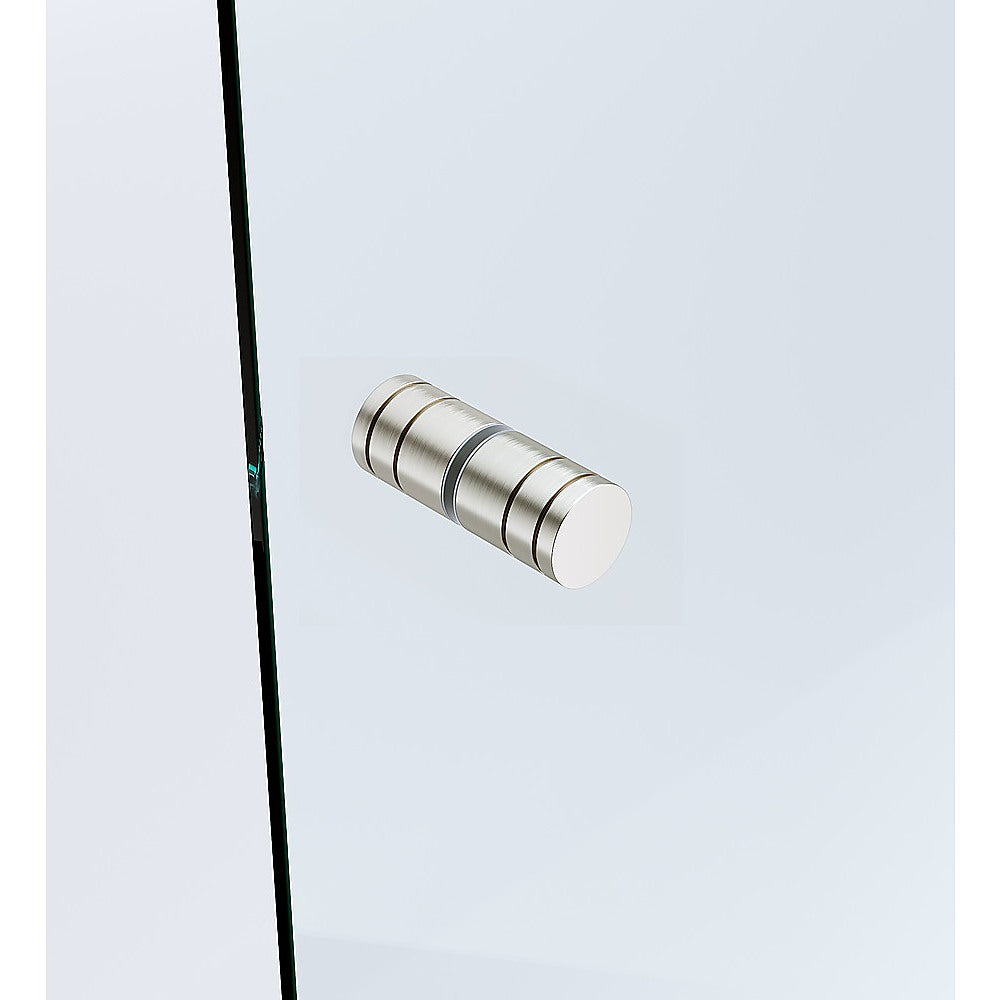 100cm Wall-to-Wall Frameless Shower Screen – Nickel Wall Channel and Floor Channel with Brass Hinges & Round Knob Handle