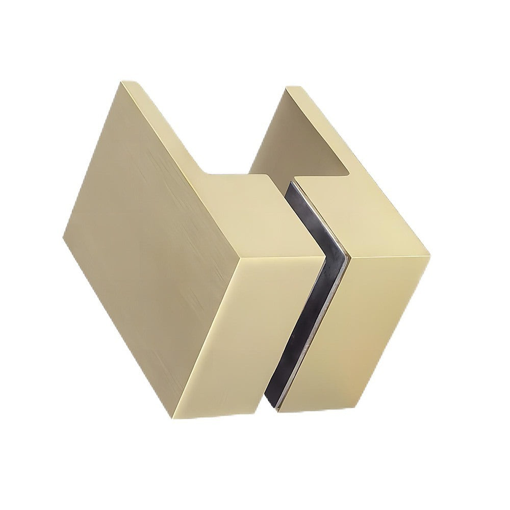 100cm Wall-to-Wall Frameless Shower Screen – Gold Wall & Floor Channel with Brass Hinges & Square Double Pull Handle
