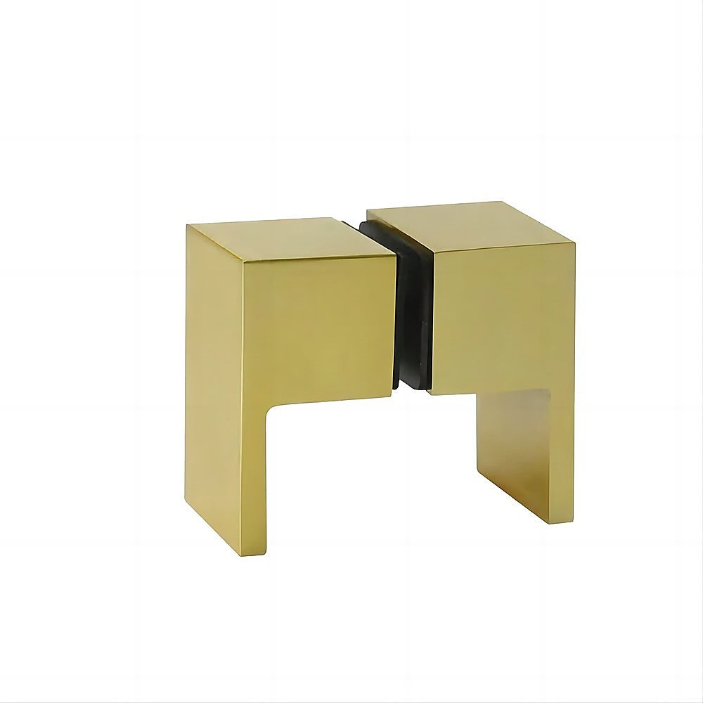 110cm Wall to Wall Frameless Shower Screen with Gold Channel and Brass Hinges , Square Double Pull Handle