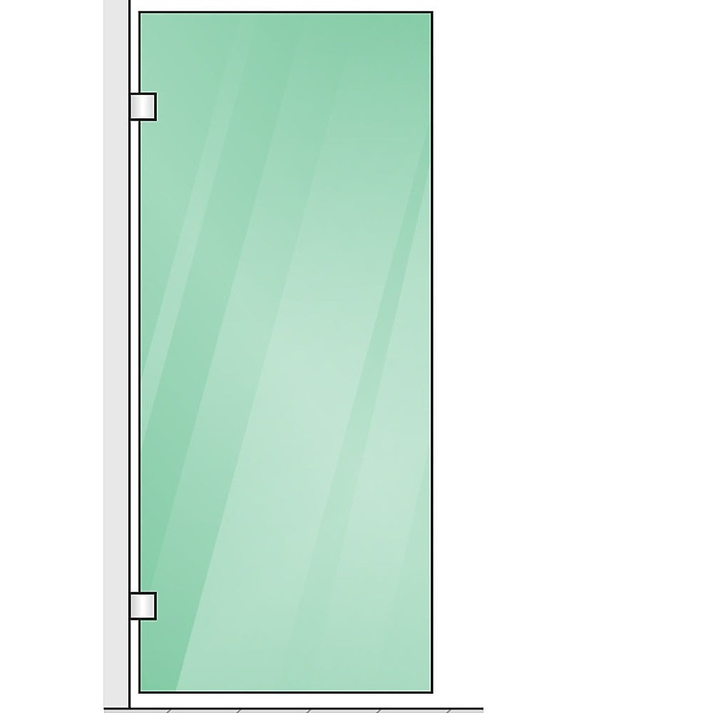 90x70cm Corner Frameless Shower Screen with Chrome Brackets and SS Hinges, Square Knob Handle