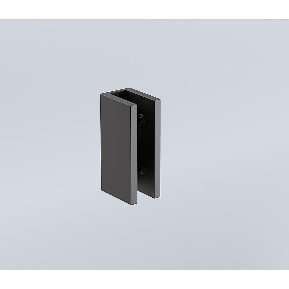 90x70cm Corner Frameless Shower Screen with Black Brackets and SS Hinges, Square Knob Handle