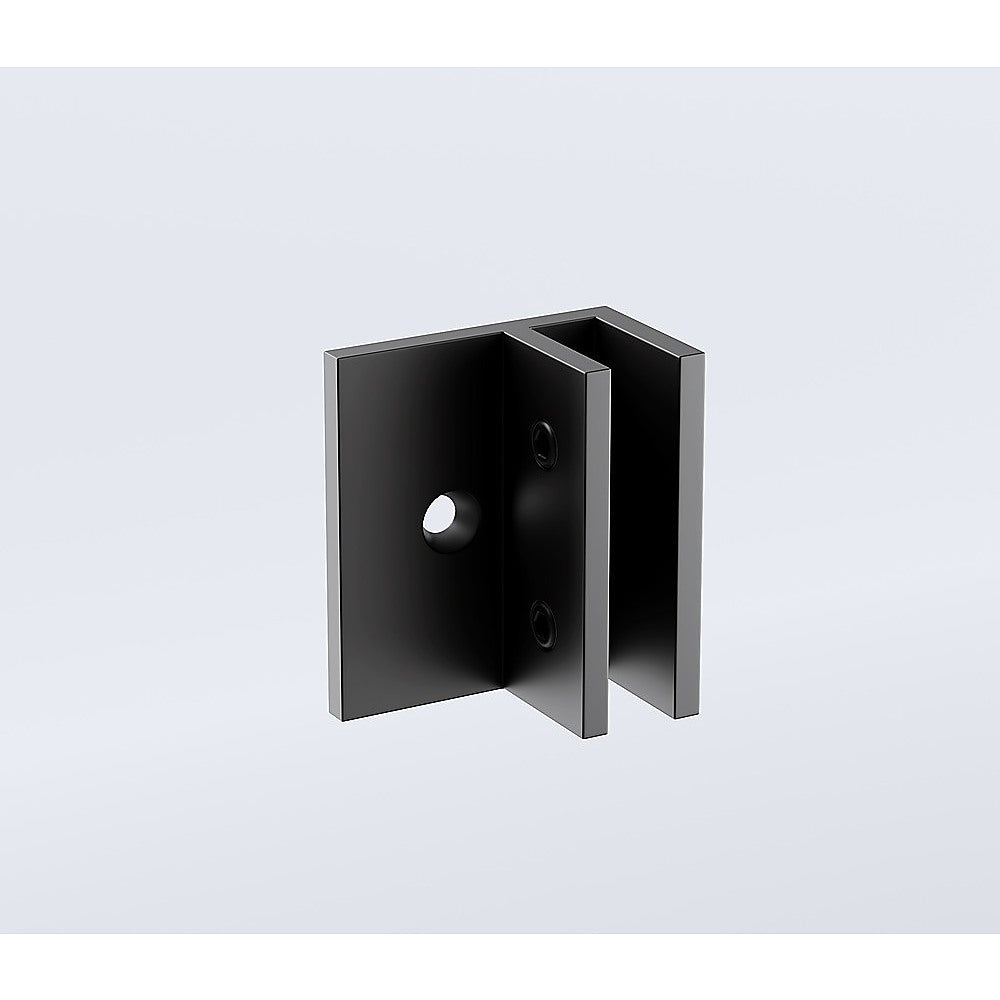 90x70cm Corner Frameless Shower Screen with Black Brackets and SS Hinges, Square Knob Handle