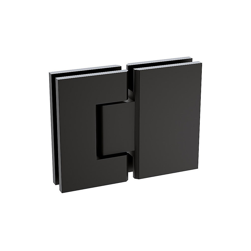 90x70cm Corner Frameless Shower Screen with Black Brackets and SS Hinges, Square Knob Handle