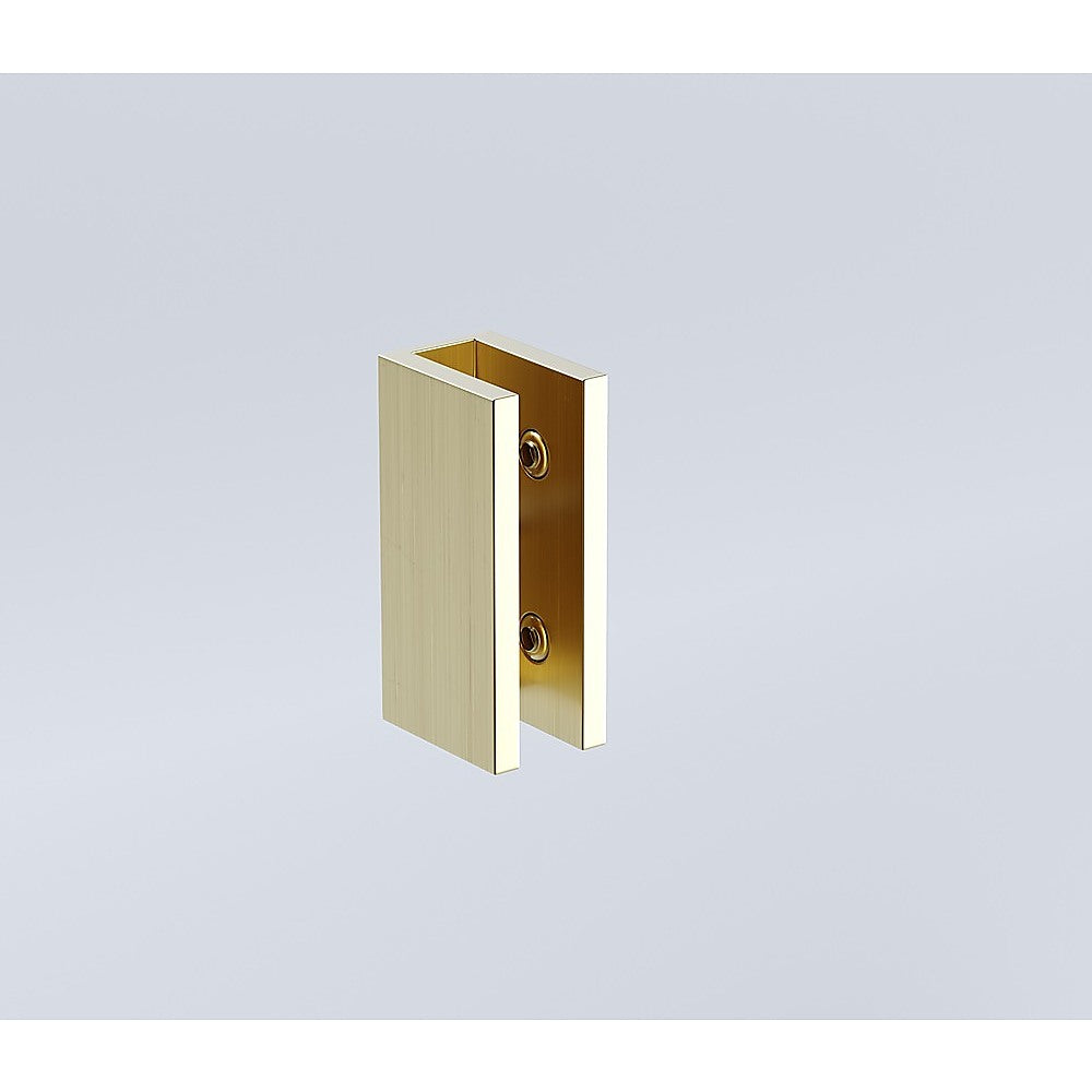 90x70cm Corner Frameless Shower Screen with Gold Brackets and SS Hinges, Square Knob Handle