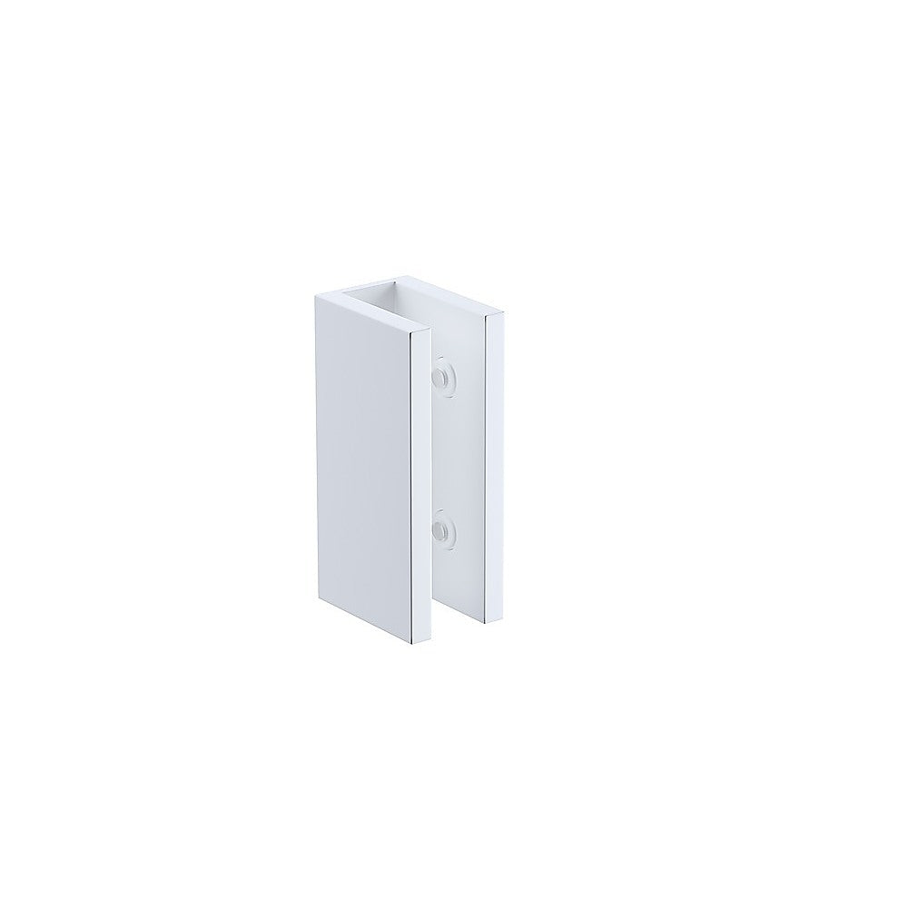 90x70cm Corner Frameless Shower Screen with White Brackets and SS Hinges, Square Knob Handle