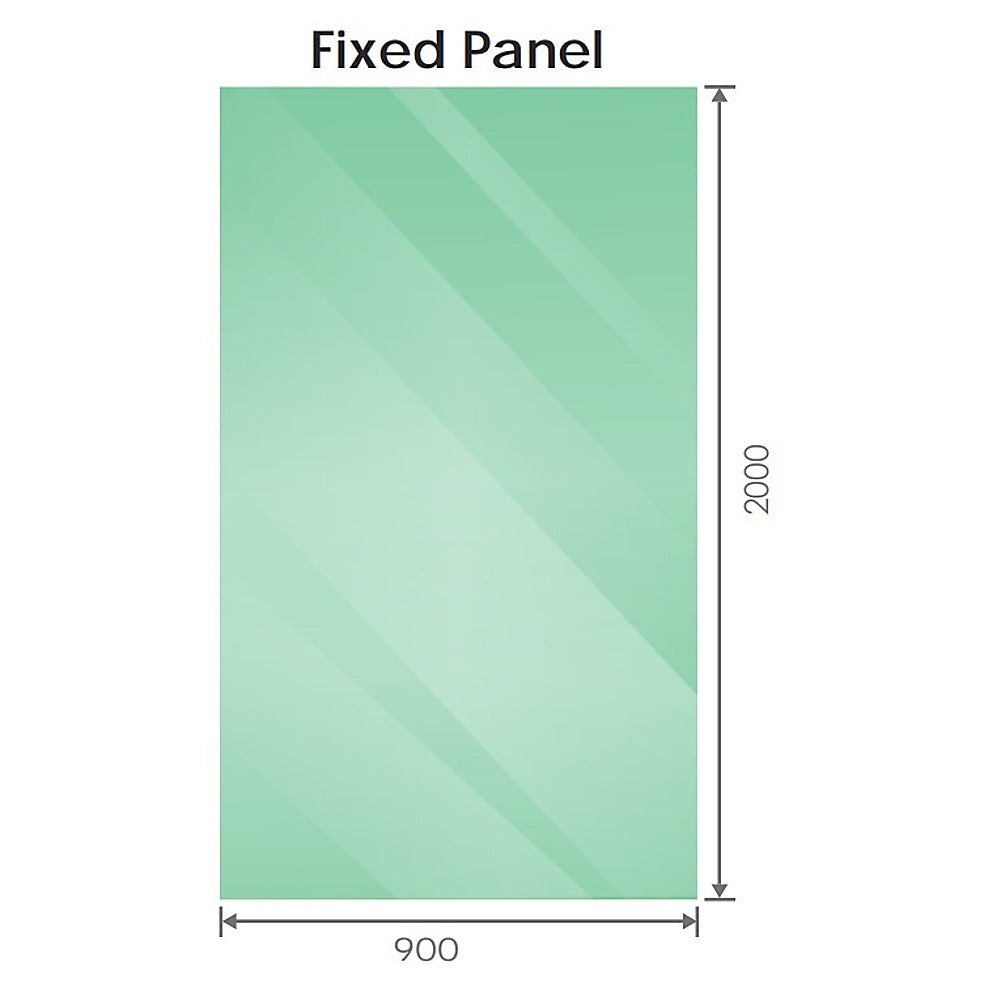 90x90cm Corner Frameless Shower Screen with Chrome Brackets and SS Hinges, Square Knob Handle